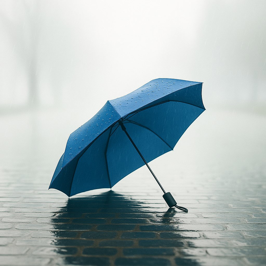 Regenschirm, Schirmset, Faltregenschirm?, Farben: rot/blau, Kompaktschirm