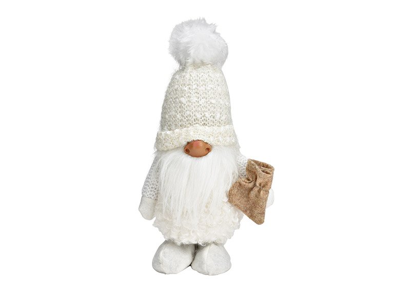 Gnome made of textile white (W/H/D) 17x29x11cm