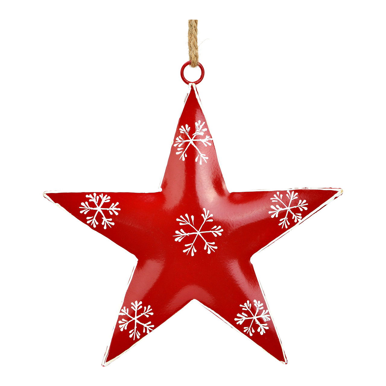 Metalen kersthanger ster, rood (B/H/D) 15x15x2cm