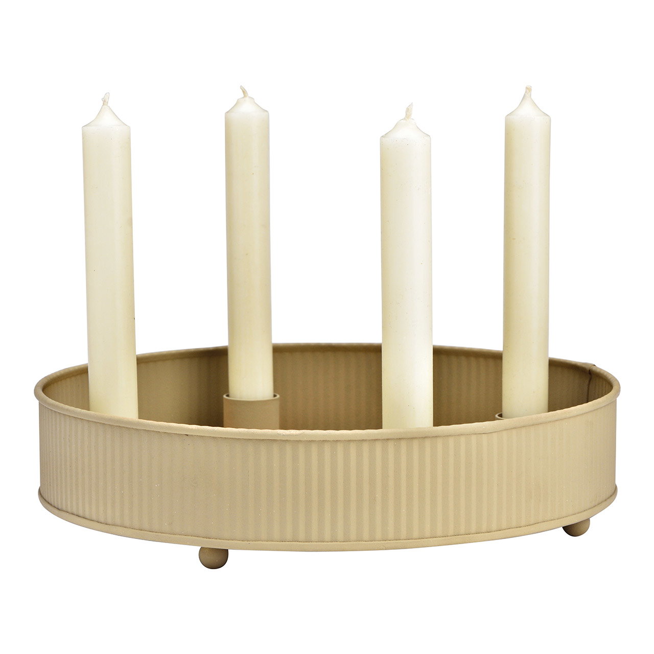 Corona d'Avvento per 4 candele in metallo, beige (L/A/D) 26x6x26cm Kerze, Geburtstagstorte, Sahne, Nachtisch, Essen