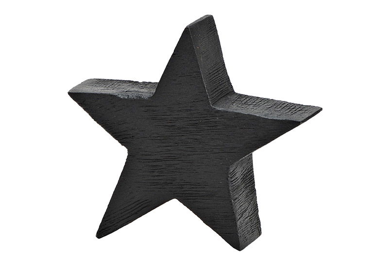 Stern aus Mangoholz schwarz (B/H/T) 19x19x4cm