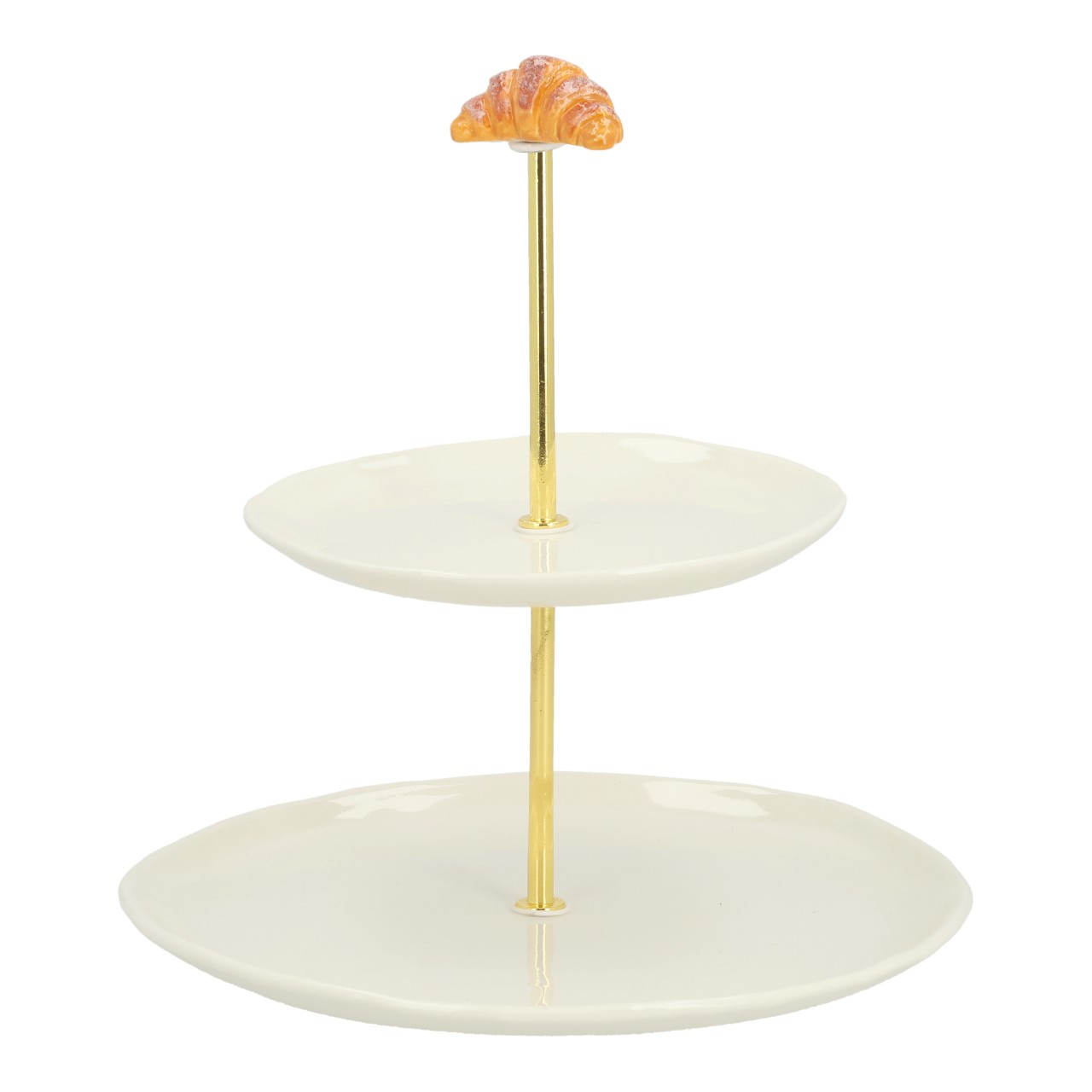 Stufenständer, Untersetzer-Etagere, Kuchenständer, Croissant-Topper, Goldener Stab