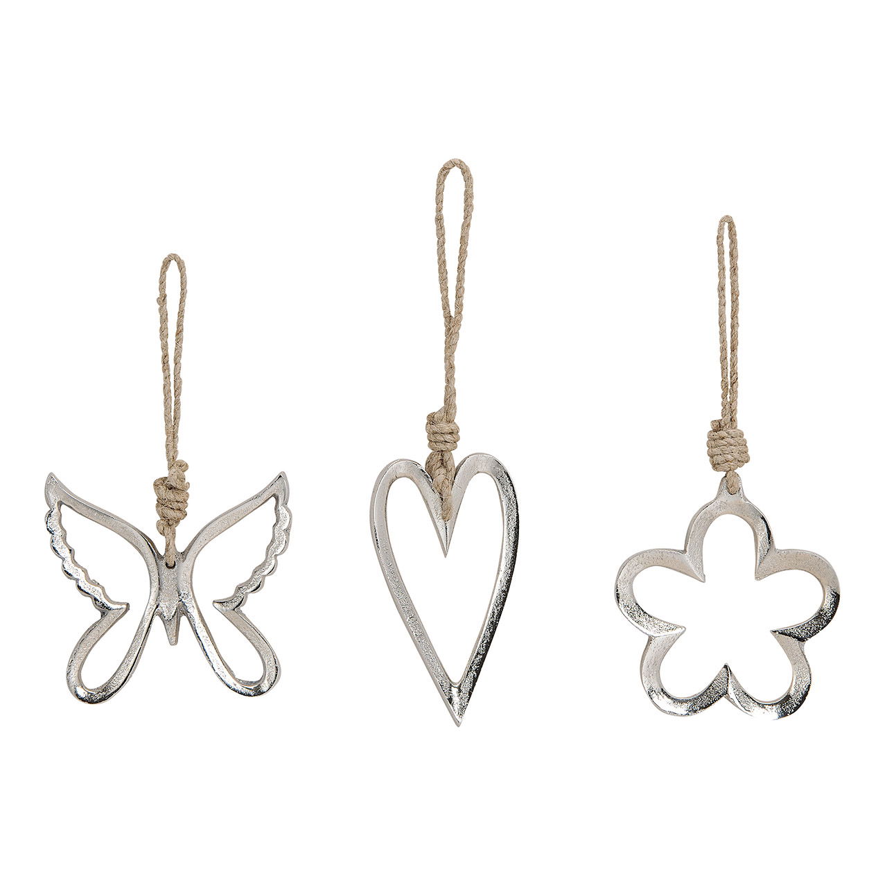 Hanger hart, bloem, vlinder van zilvermetaal 3-voudig, (B/H/D) 9x10x1cm Hanger hart, bloem, vlinder van zilvermetaal 3-voudig, (B/H/D) 9x10x1cm