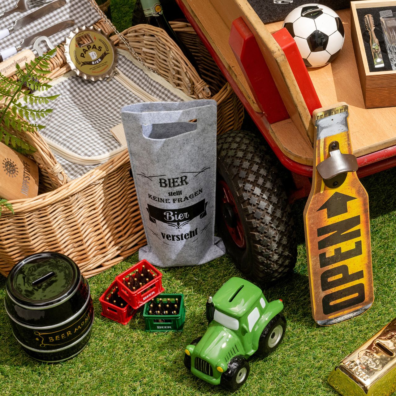 Borsa per bottiglie di birra in feltro grigio a 6 pieghe, (L/A) 14x38cm Borsa per bottiglie di birra in feltro grigio a 6 pieghe, (L/A) 14x38cm