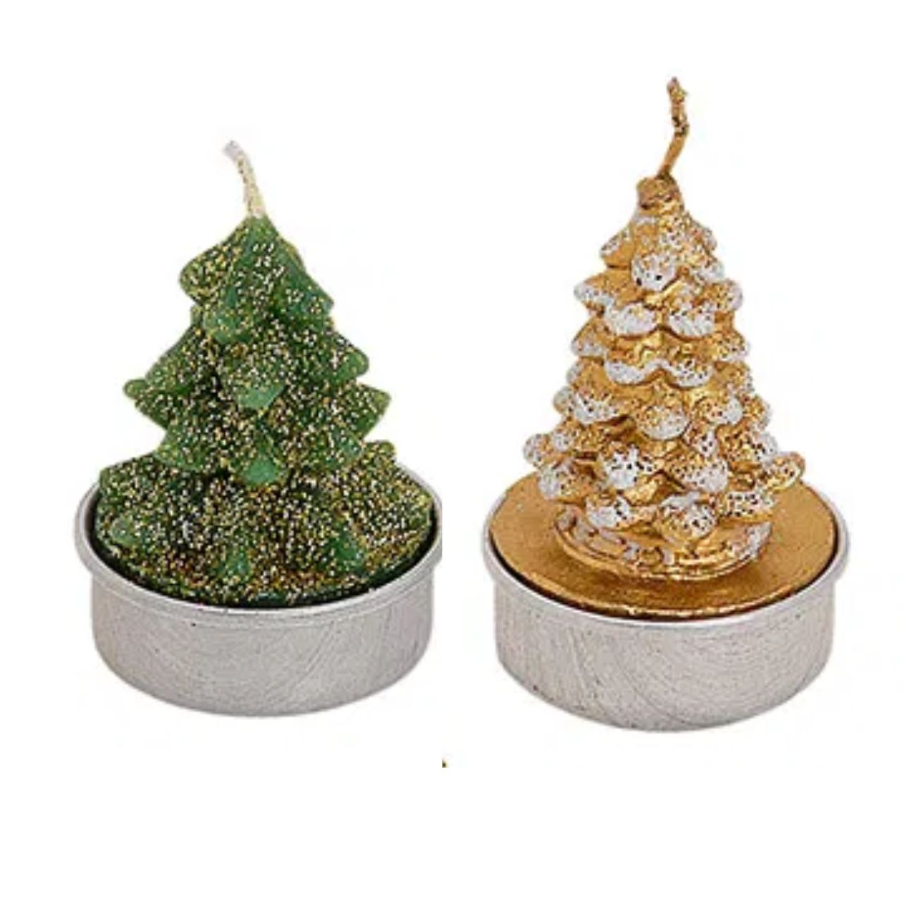 Teelicht-Set 6-teilig, Tannen sortiert (B/H/T) 4x5.5x4 cm Ohrring, Pflanze, Weihnachtsdekorationen, Festival, Weihnachtsbaum