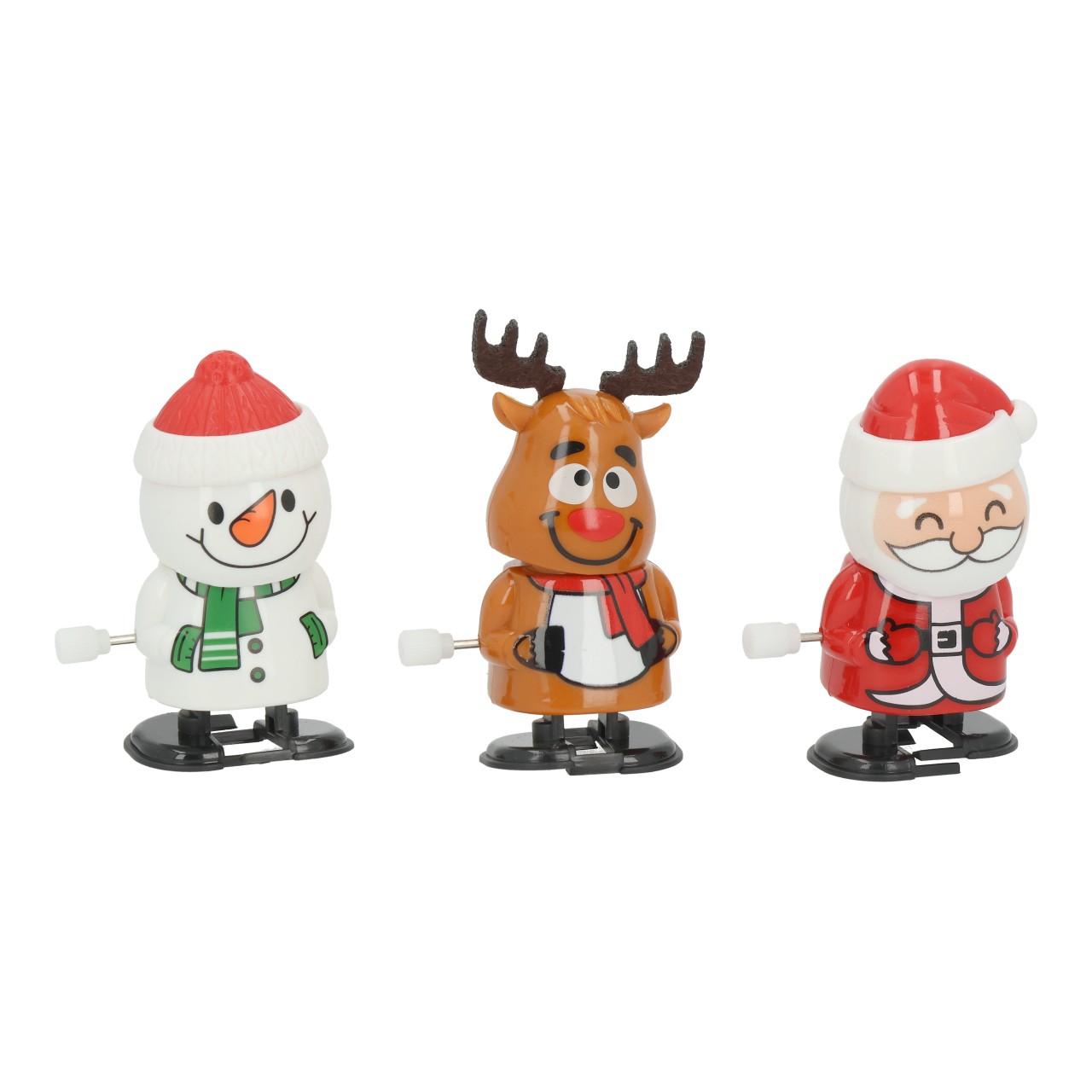 Aufziehfigur Weihnachten Santa, Elch, Schneemann aus Kunststoff Bunt 3-fach sortiert (B/H/T) 5x6x3,5cm Erste Hilfe
