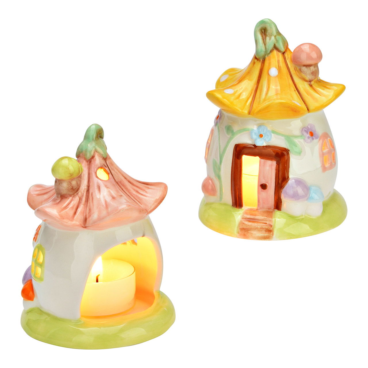 Lichthaus Bumen Dekor aus Keramik, 2-fach, Bunt (B/H/T) 7x10x7cm Figur, Spielzeug