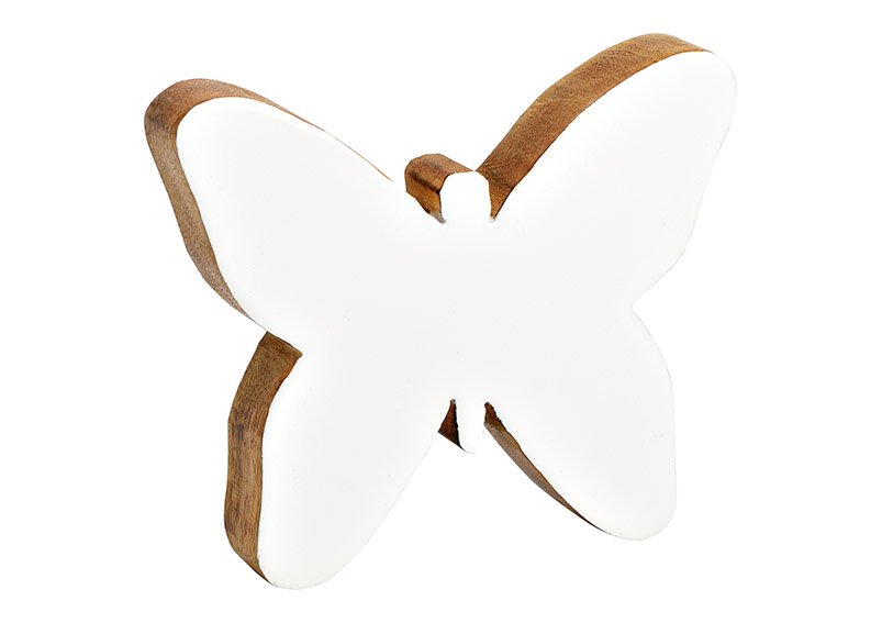 Farfalla in legno di mango bianco (L/H/D) 15x12x2cm