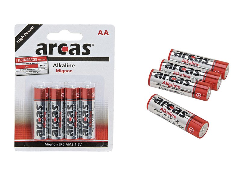 Batterie, Mignon, AA, 4-teilig, Alkaline, LR6, 1,5V