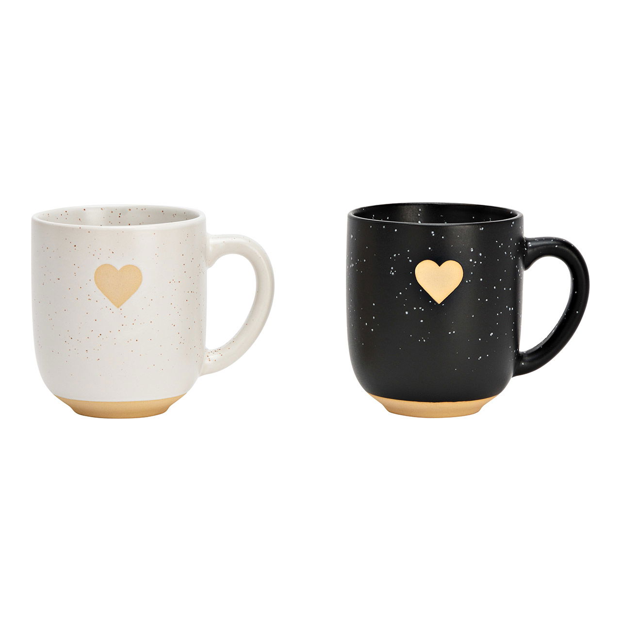 Mug heart made of stoneware black, white 2-fold, (W/H/D) 12x10x8cm 300ml