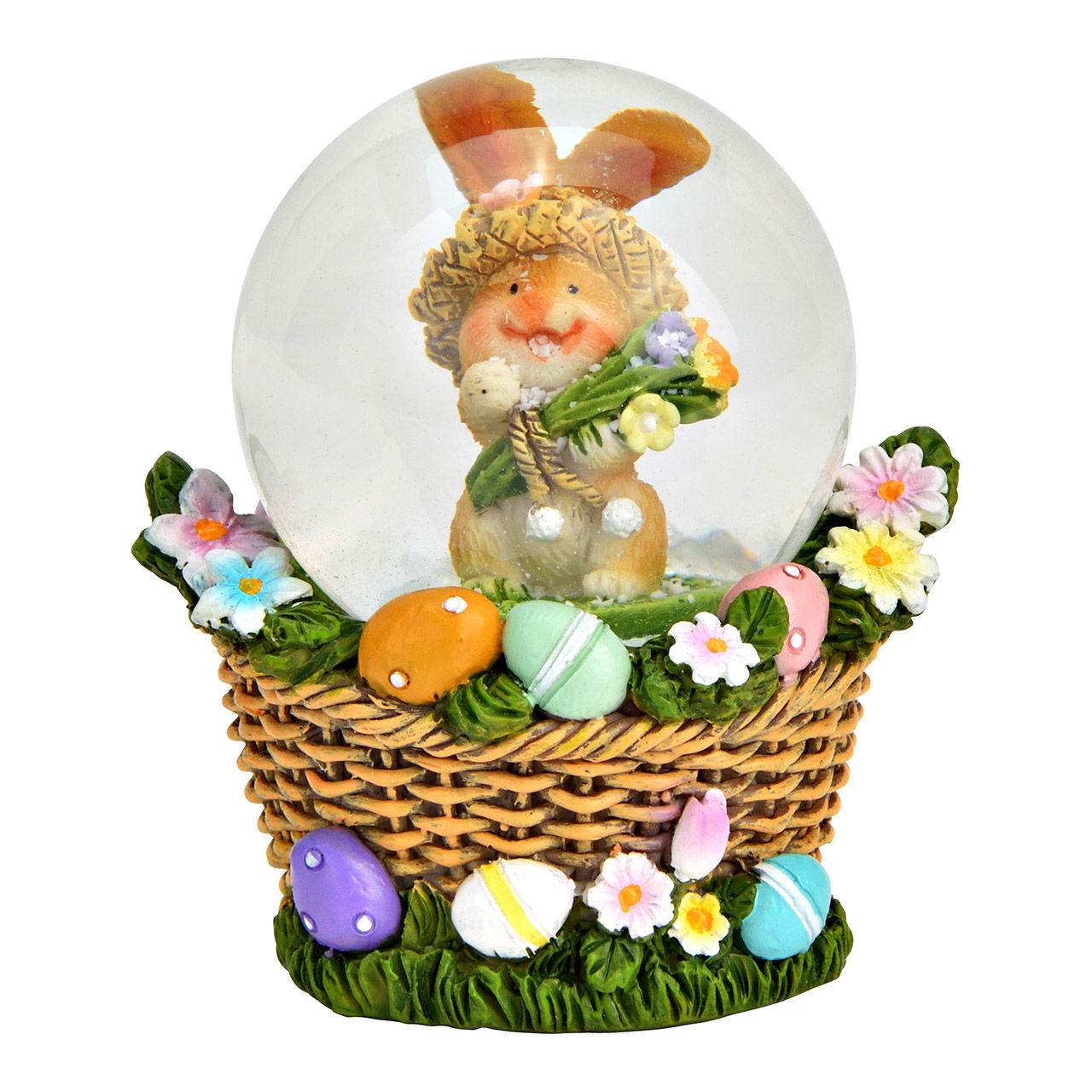 Uova di Pasqua a forma di globo di neve con coniglietto in poli/vetro, marrone (L/H/D) 4x6x4cm Uova di Pasqua a forma di globo di neve con coniglietto in poli/vetro, marrone (L/H/D) 4x6x4cm