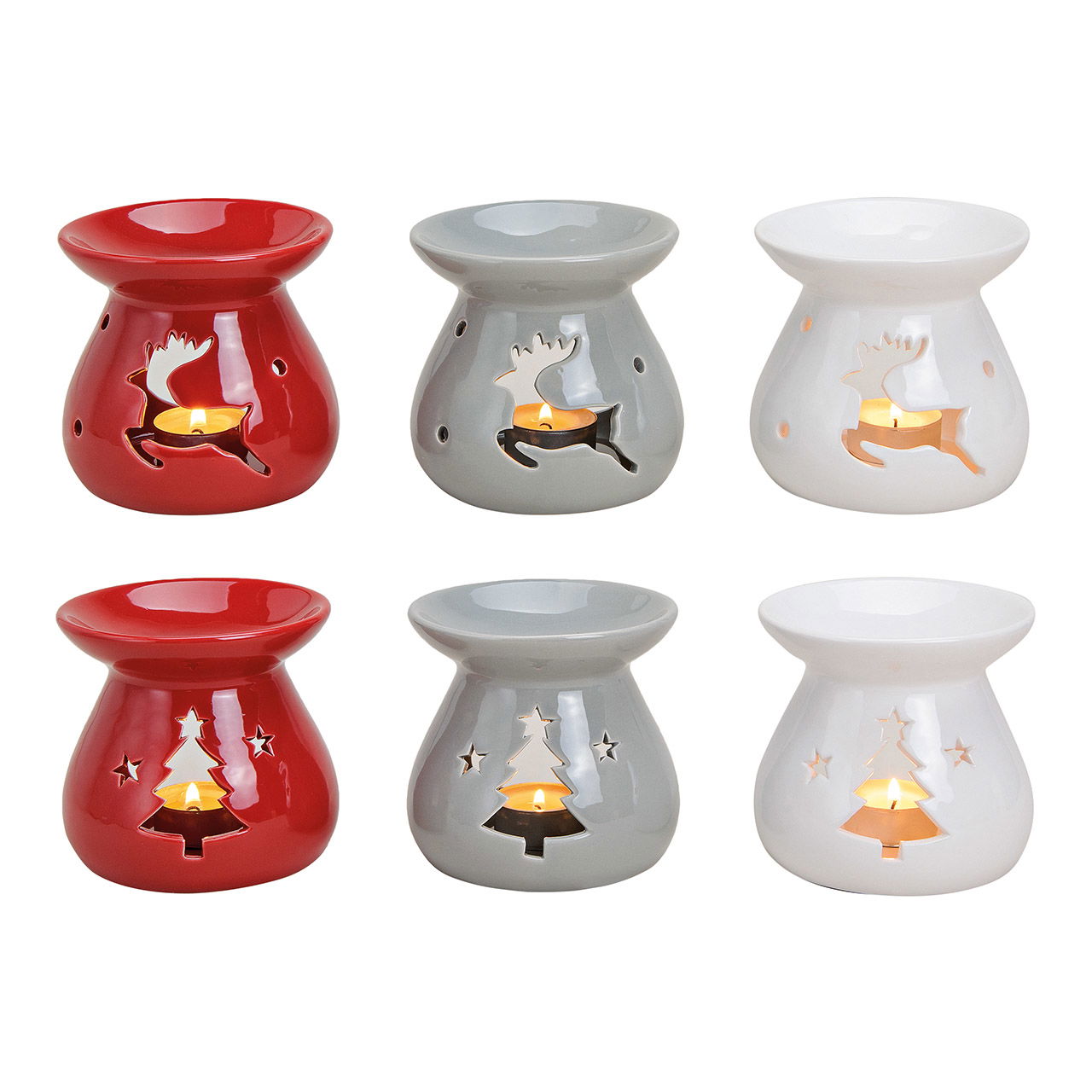 Duftlampe Baum/Elch aus Keramik, 6-fach sortiert, 10x10x10cm Duftlampe Baum/Elch aus Keramik, 6-fach sortiert, 10x10x10cm