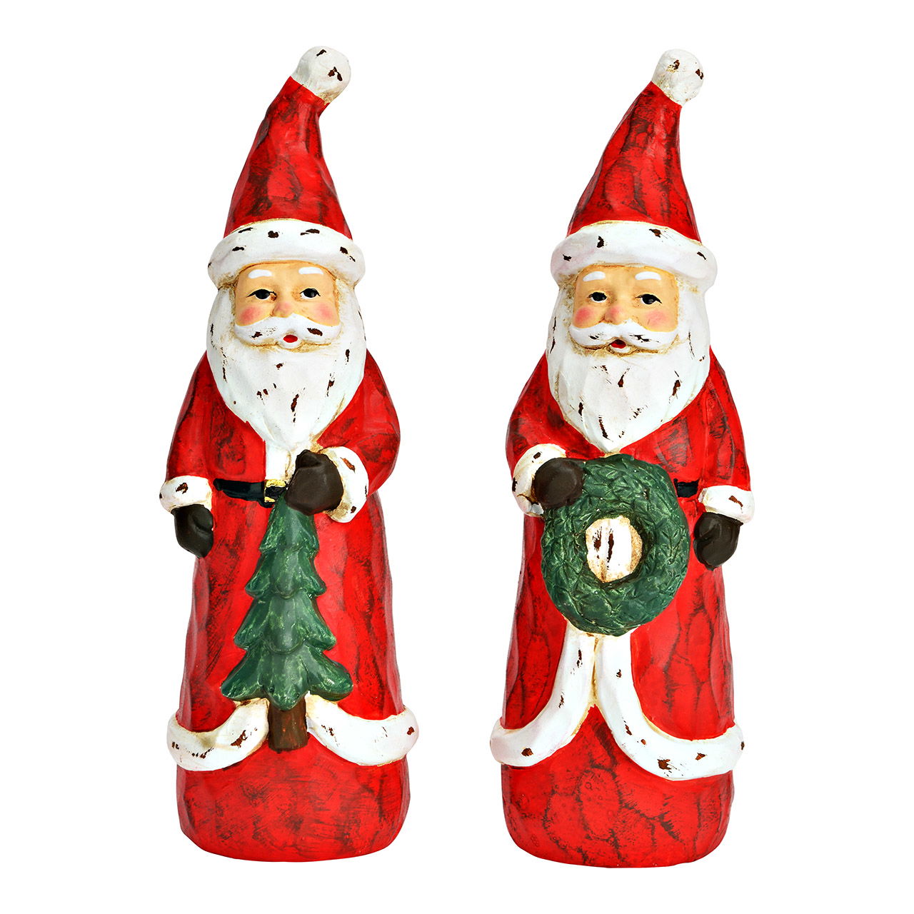 Santa Claus with Christmas tree/wreath made of clay, 2-fold, (W/H/D) 6x20x7cm