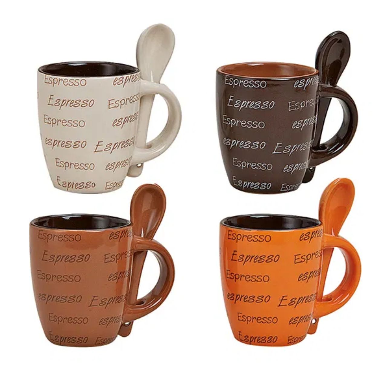 Taza de espresso de cerámica con cuchara, surtida, 7 cm 50ml Pokal