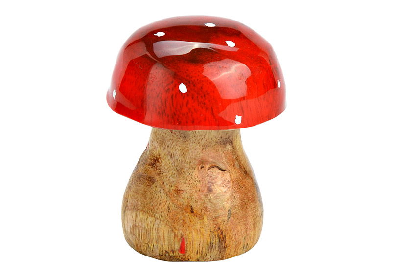 Pilz aus Mangoholz Rot (B/H/T) 5x7x5cm