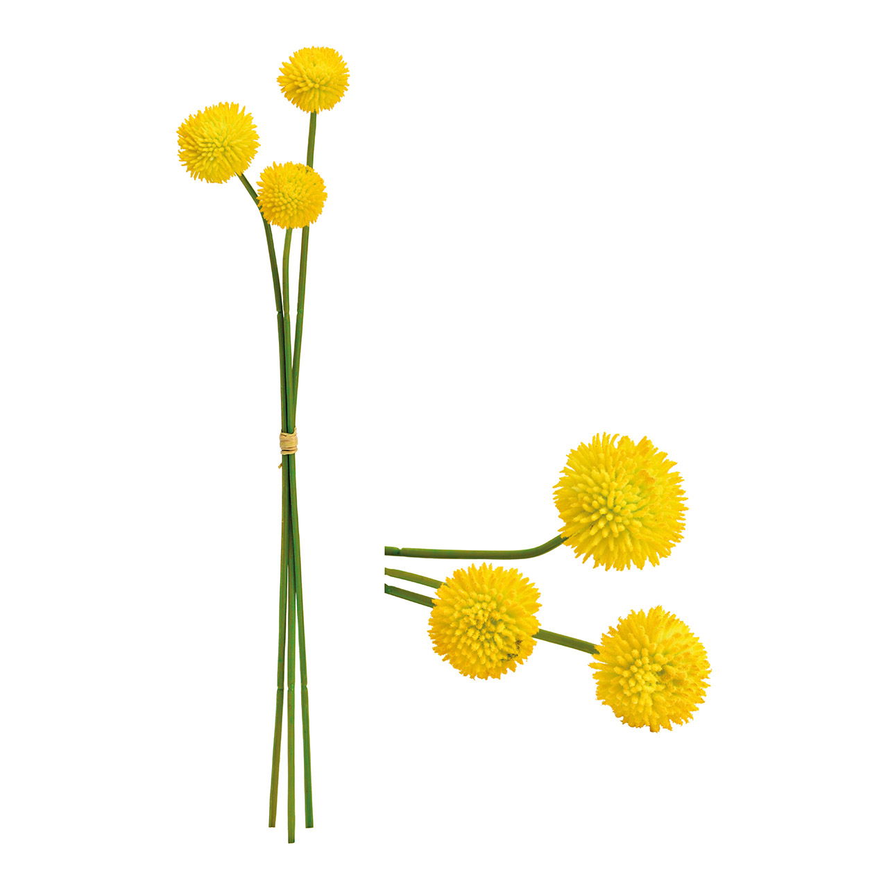 Ramo de flor artificial Craspedia set de 3, de plástico amarillo (H) 47cm Ramo de flor artificial Craspedia set de 3, de plástico amarillo (H) 47cm