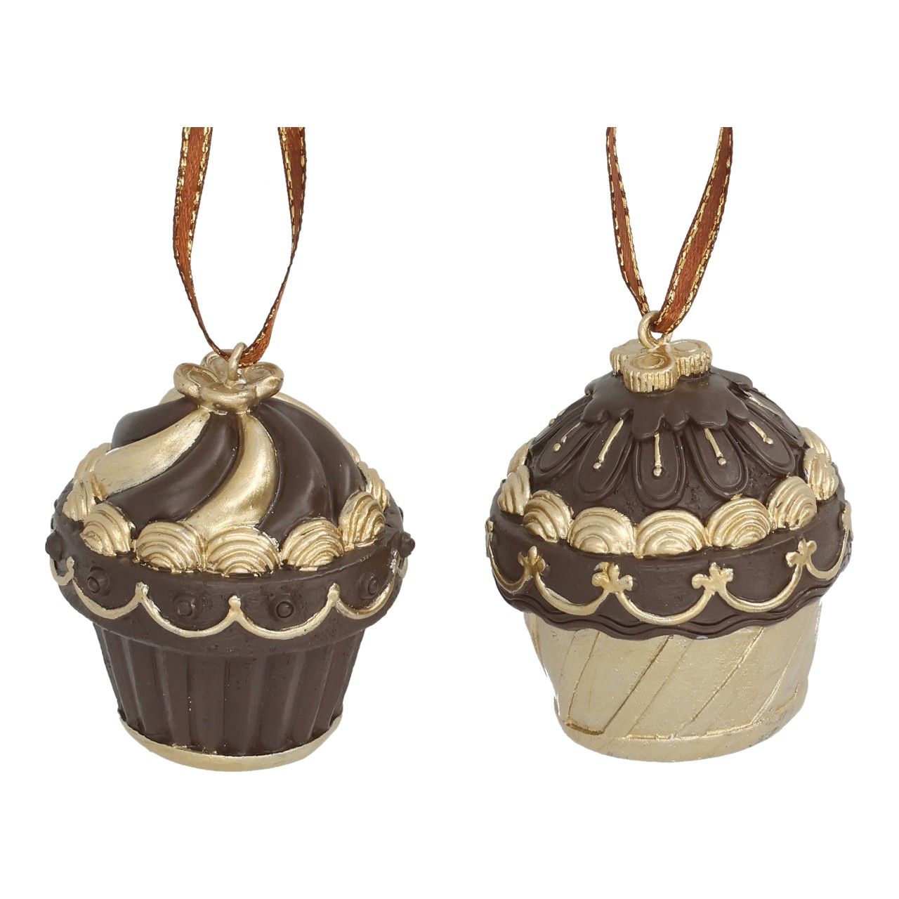 Schokoladencupcake, Cupcake Anhänger, Goldglanz, Schmuckanhänger, Kordelkette
