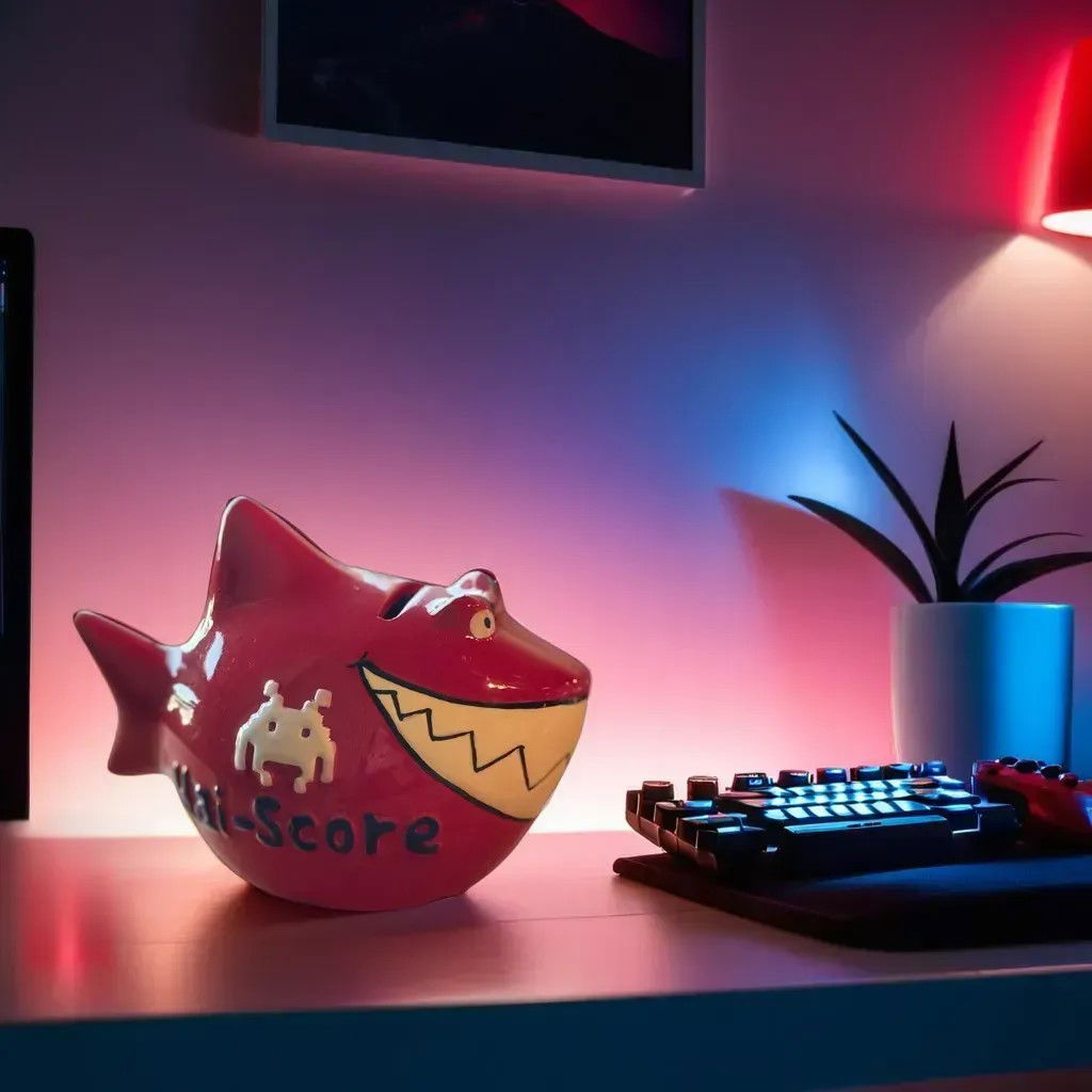 KCG ceramic savings shark "Shark Score", red (W/H/D) 13x11x7.5cm KCG ceramic savings shark "Shark Score", red (W/H/D) 13x11x7.5cm