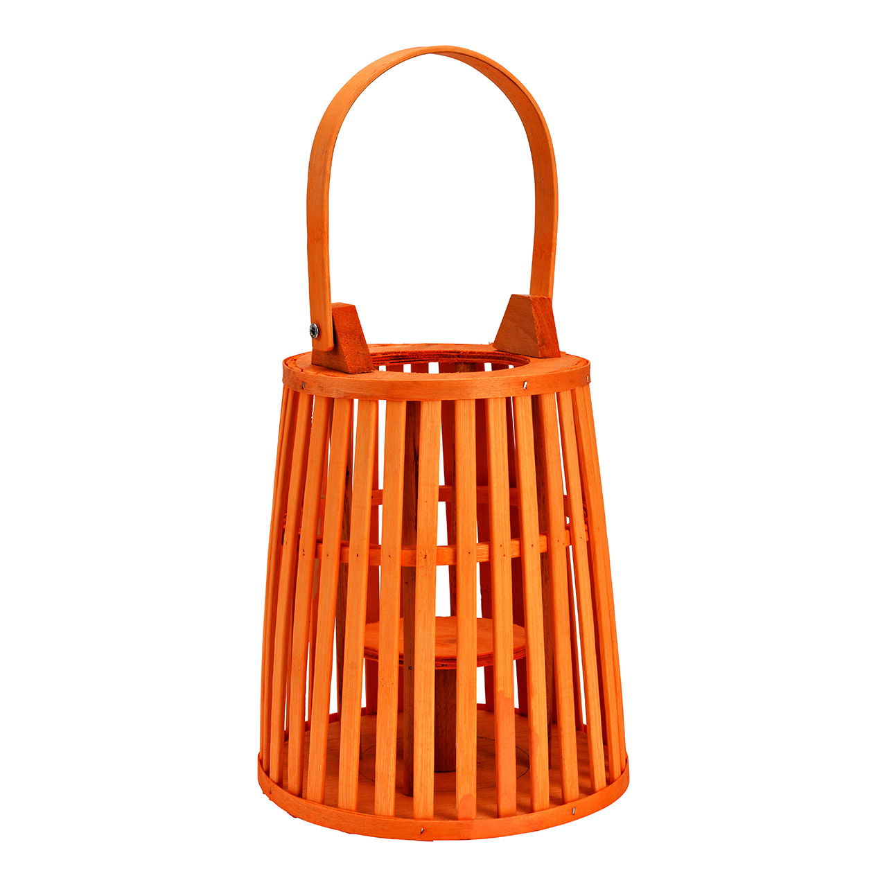 Lantern for LED candles made of wood orange (W/H/D) 19x25x19cm with handle 19x35x19cm