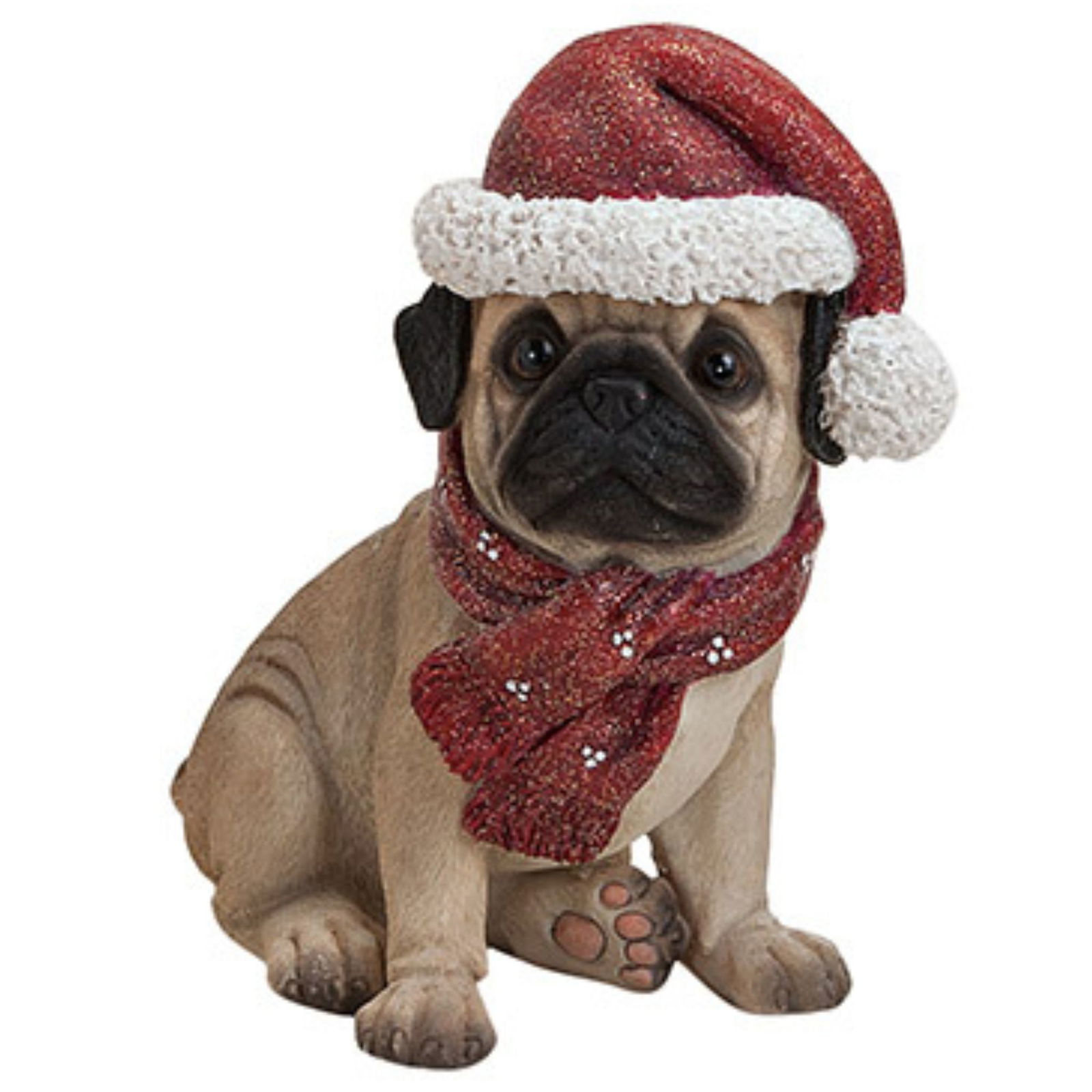 Hund mit Weihnachtsmütze aus Poly, 4-fach sortiert (B/H/T) 13x16x8 cm Tier, Hund, Säugetier