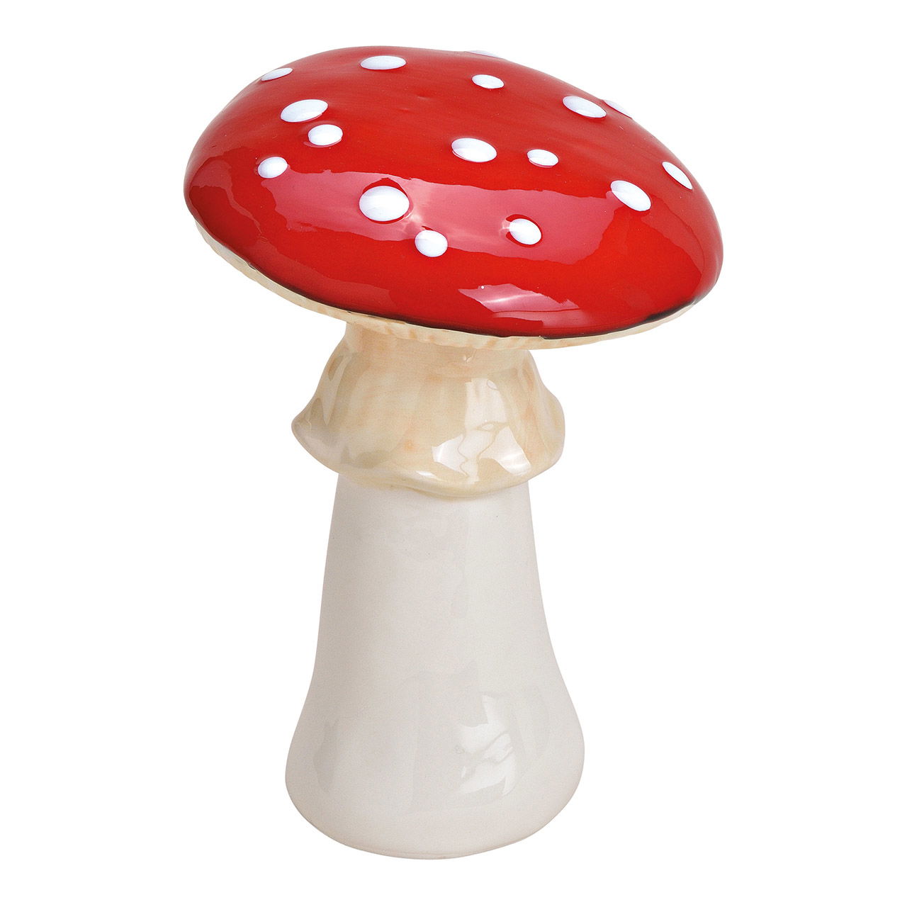 Mushroom, ceramic, red, white, 13x19x13cm