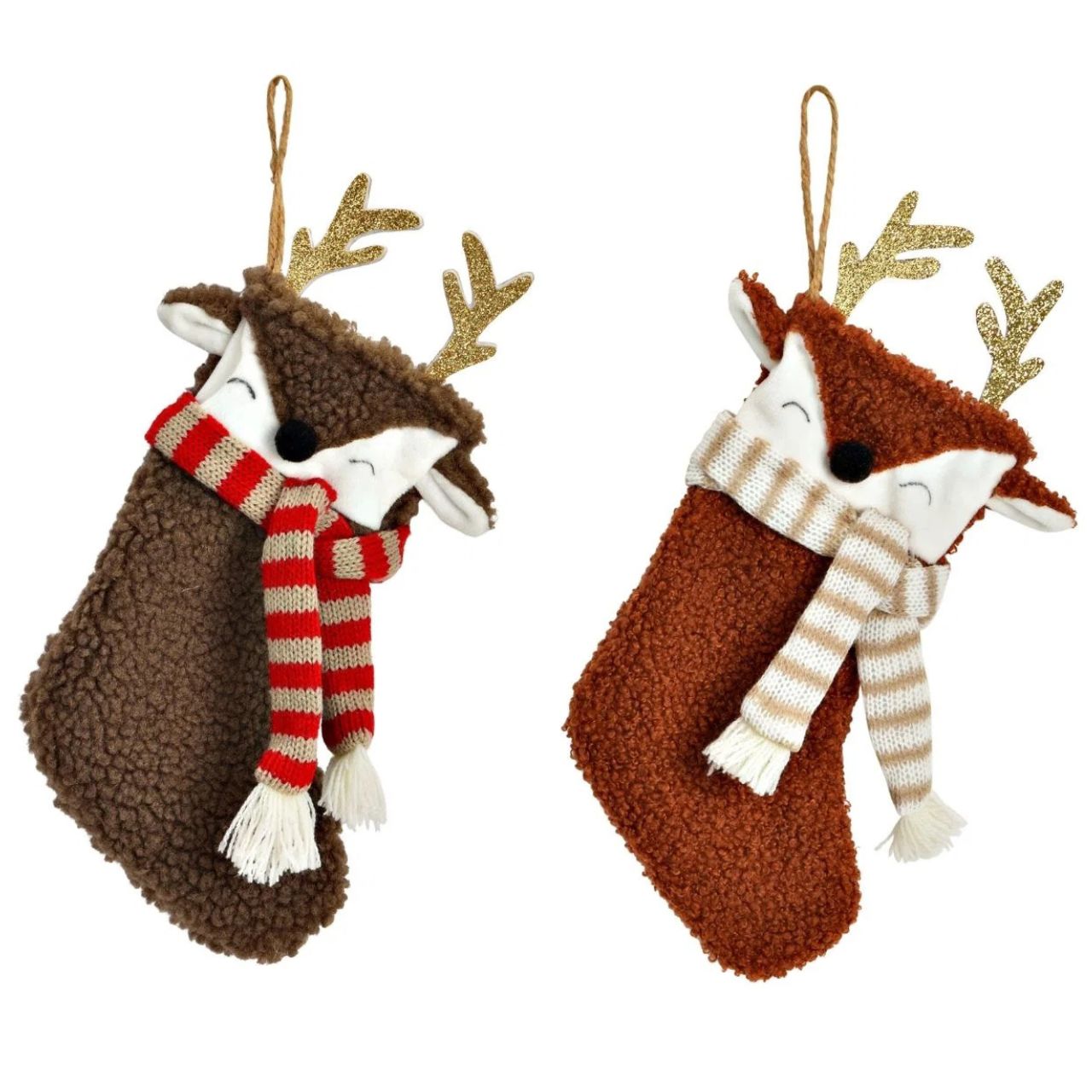 Weihnachtsdeko, Reh-Plushie, Schal, Hänger, Dekoration