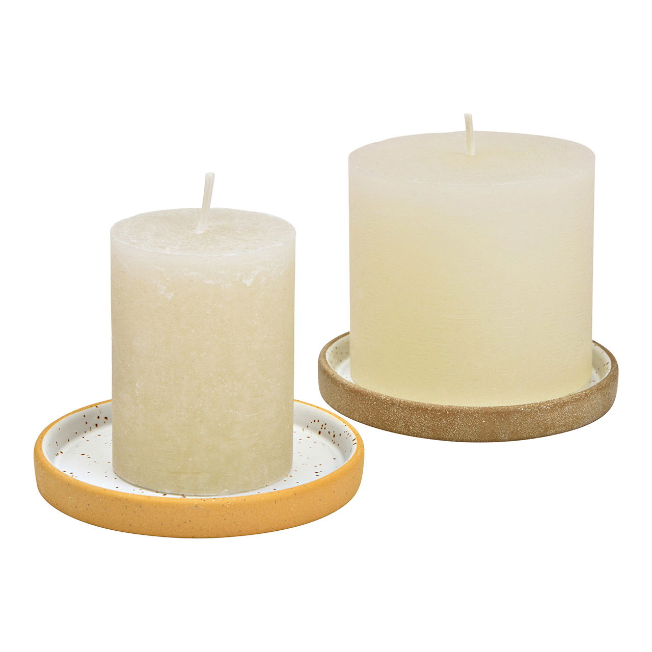 Ceramic candle holder, 2-fold, white/brown (W/H/D) 10x1x10cm