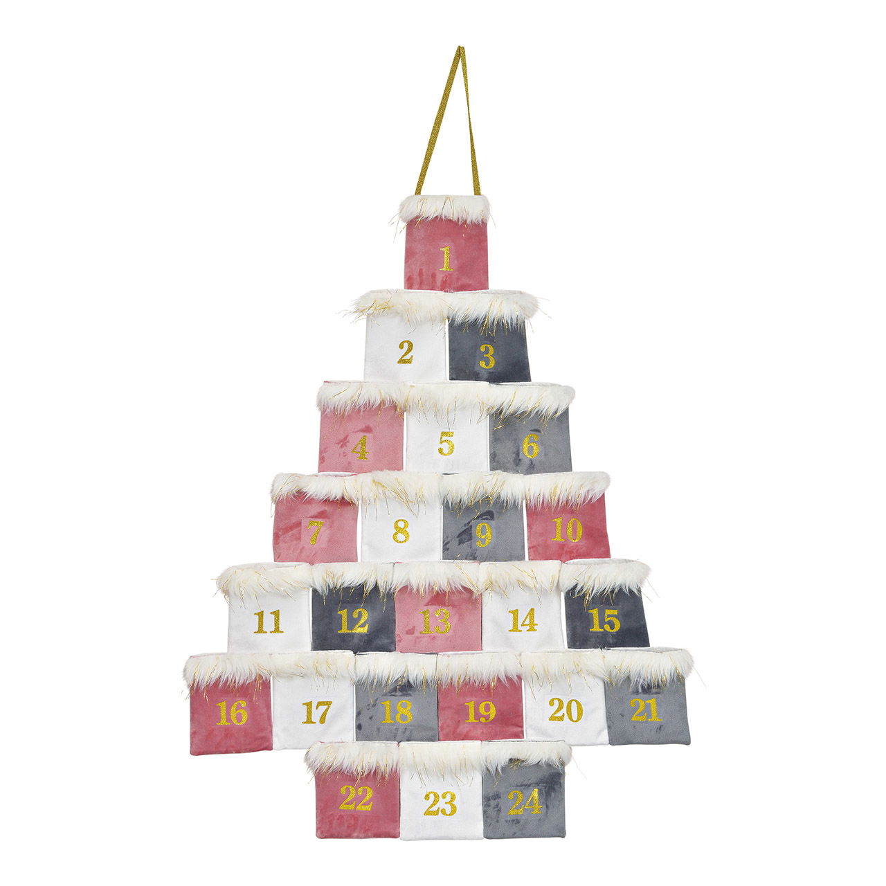 Adventskalender Tannenbaum aus Textil, Pink/Rosa (B/H) 55x77cm