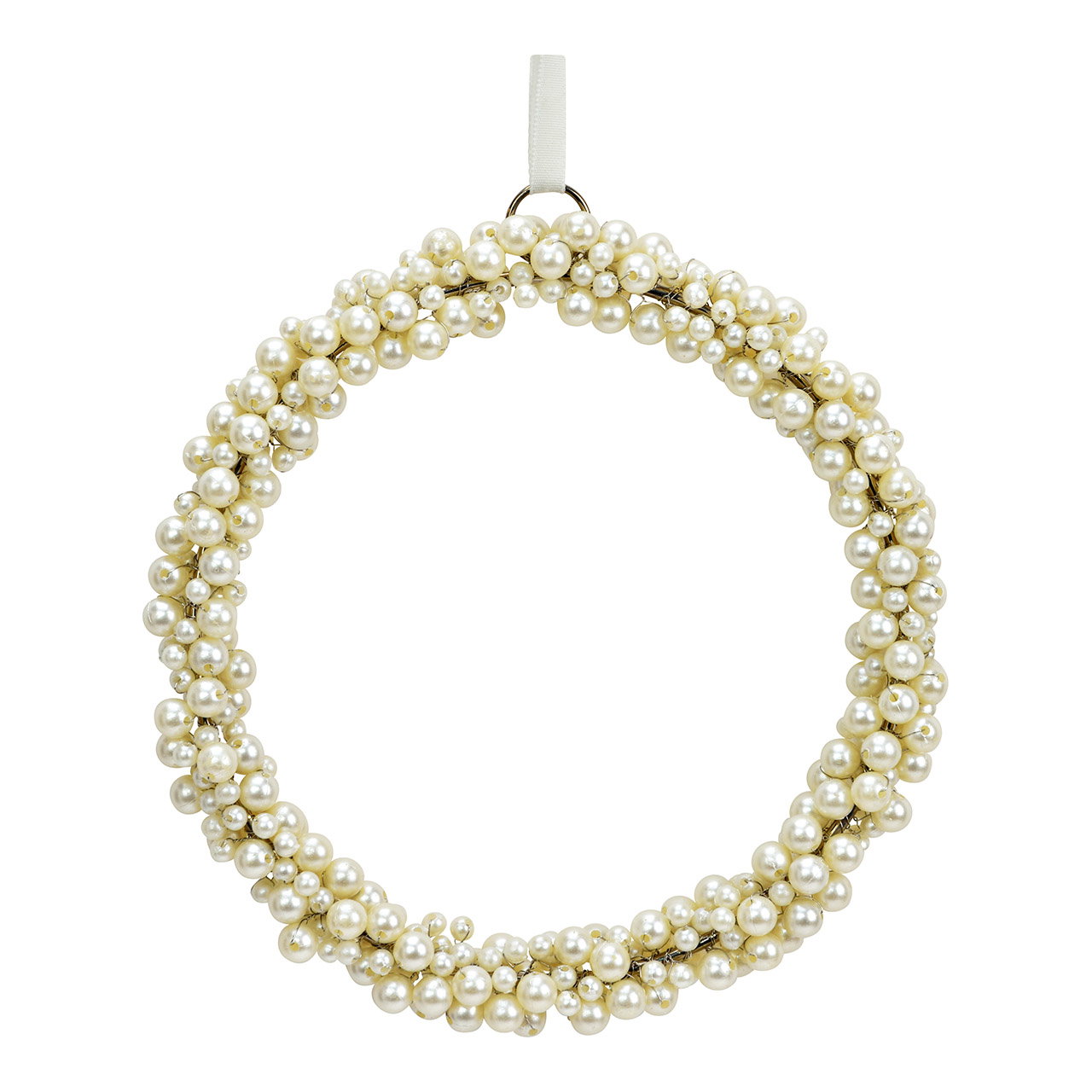 Perlenkette, Beadierte Kette, Kreisförmige Halskette, Elfenbeinfarbene Perlen, Hochzeitsaccessoire