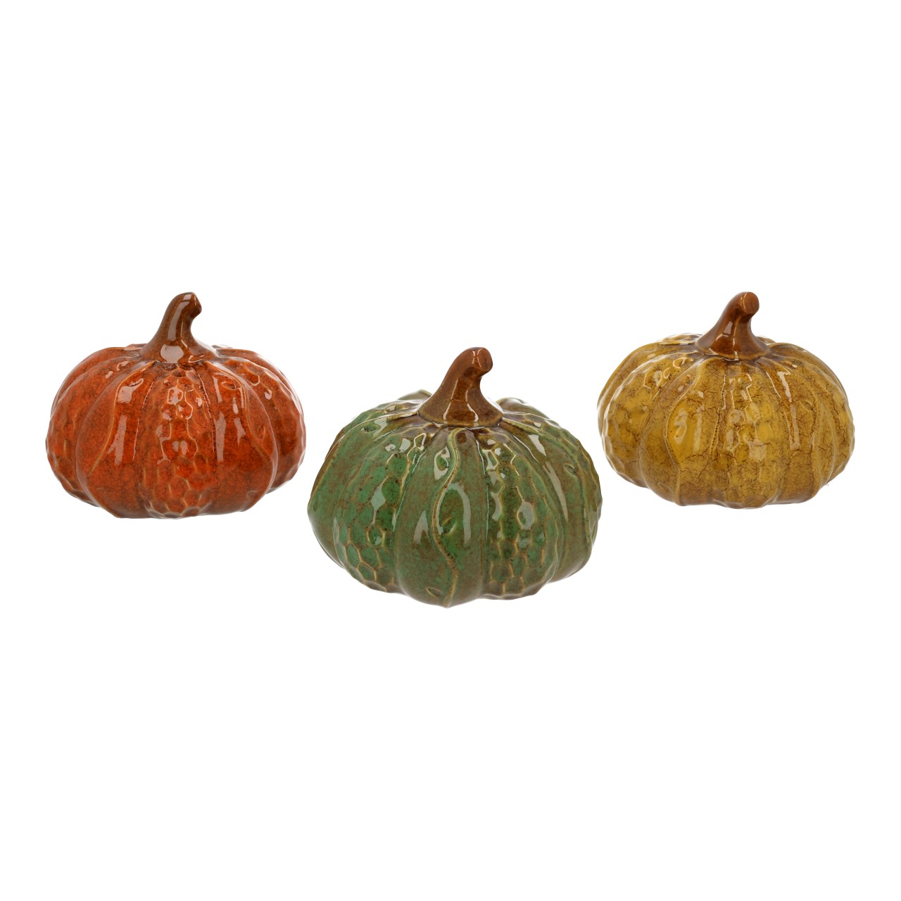 Kürbis, Miniatur, Keramik, Grüner Kürbis, Orangeroter Kürbis