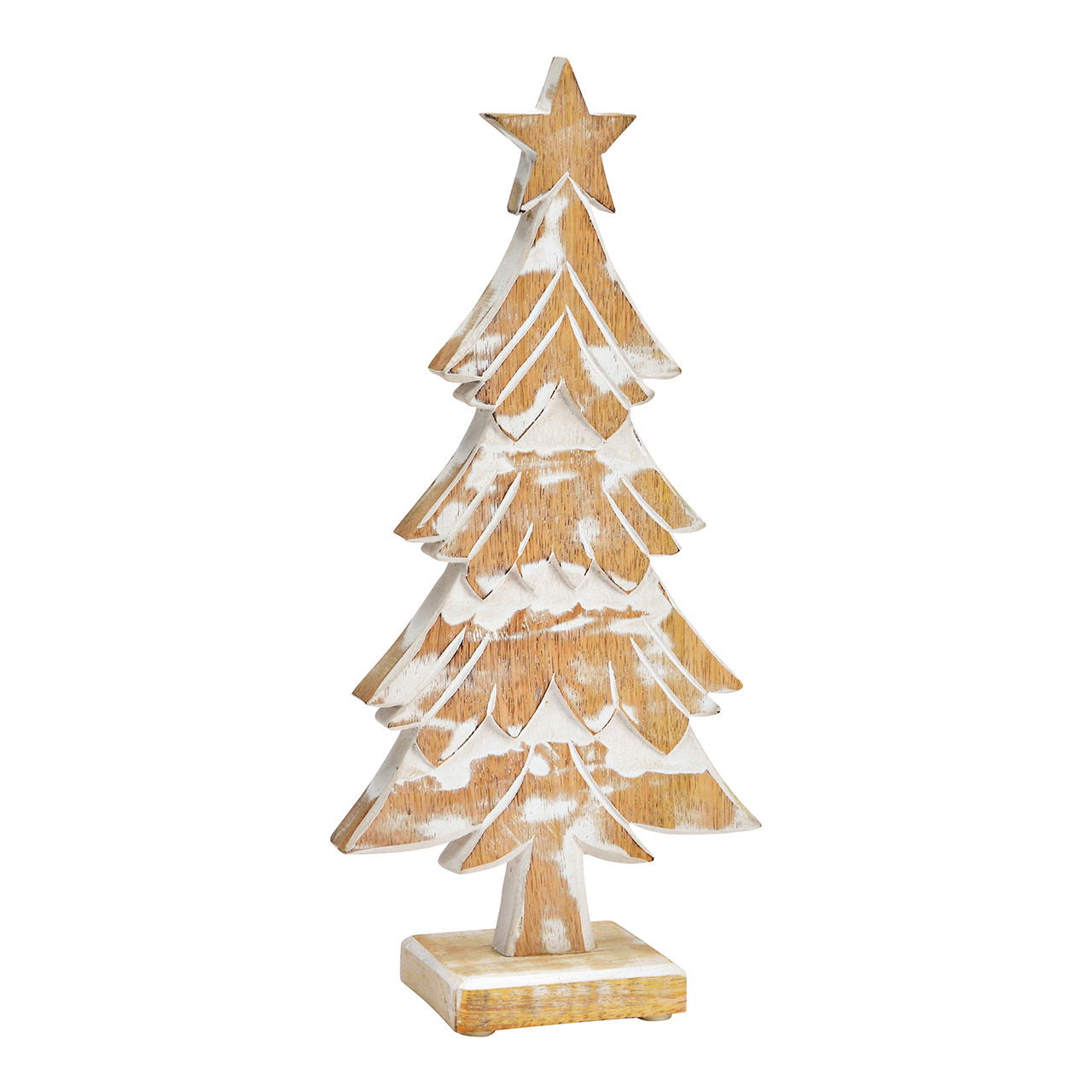 Stand fir tree mango wood natural, white (W/H/D) 15x32x6cm