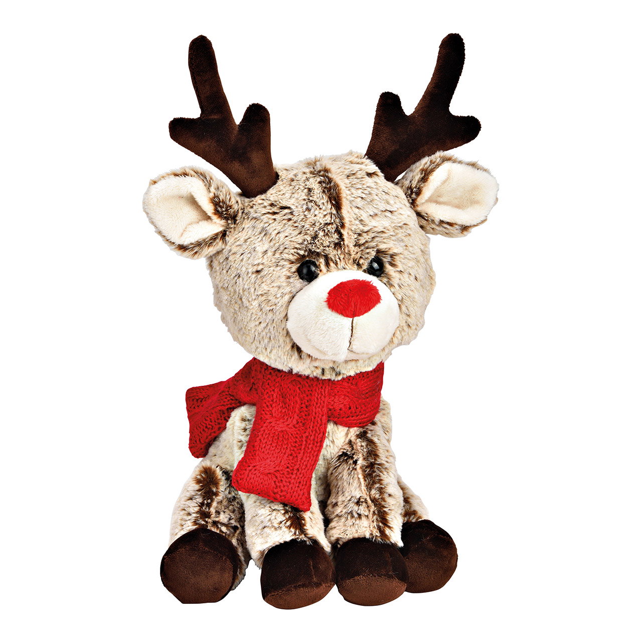Renne assis en peluche marron (L/H/P) 16x34x18cm Renne assis en peluche marron (L/H/P) 16x34x18cm