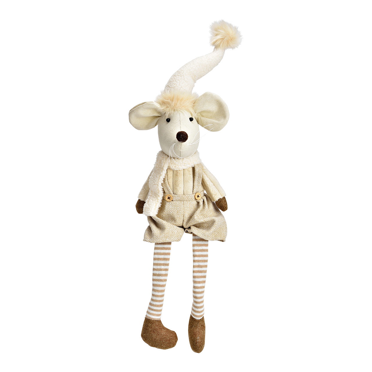 Tabouret de bord souris d'hiver en textile beige (L/H/P) 15x47x19cm Tabouret de bord souris d'hiver en textile beige (L/H/P) 15x47x19cm
