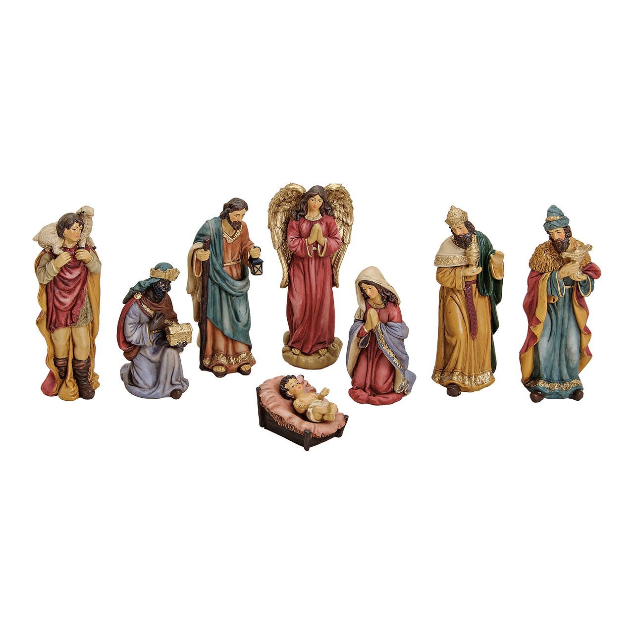 Set de figuras de la Natividad de poli color 8pcs, 5-16cm