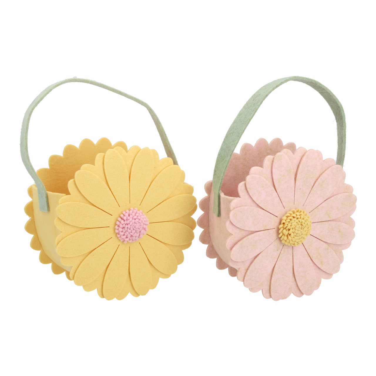 Geschenktasche Blume aus Filz Gelb 2-fach sortiert (B/H/T) 18x25x8cm Blume, Haarband, Haaraccessoire, gelb, pink
