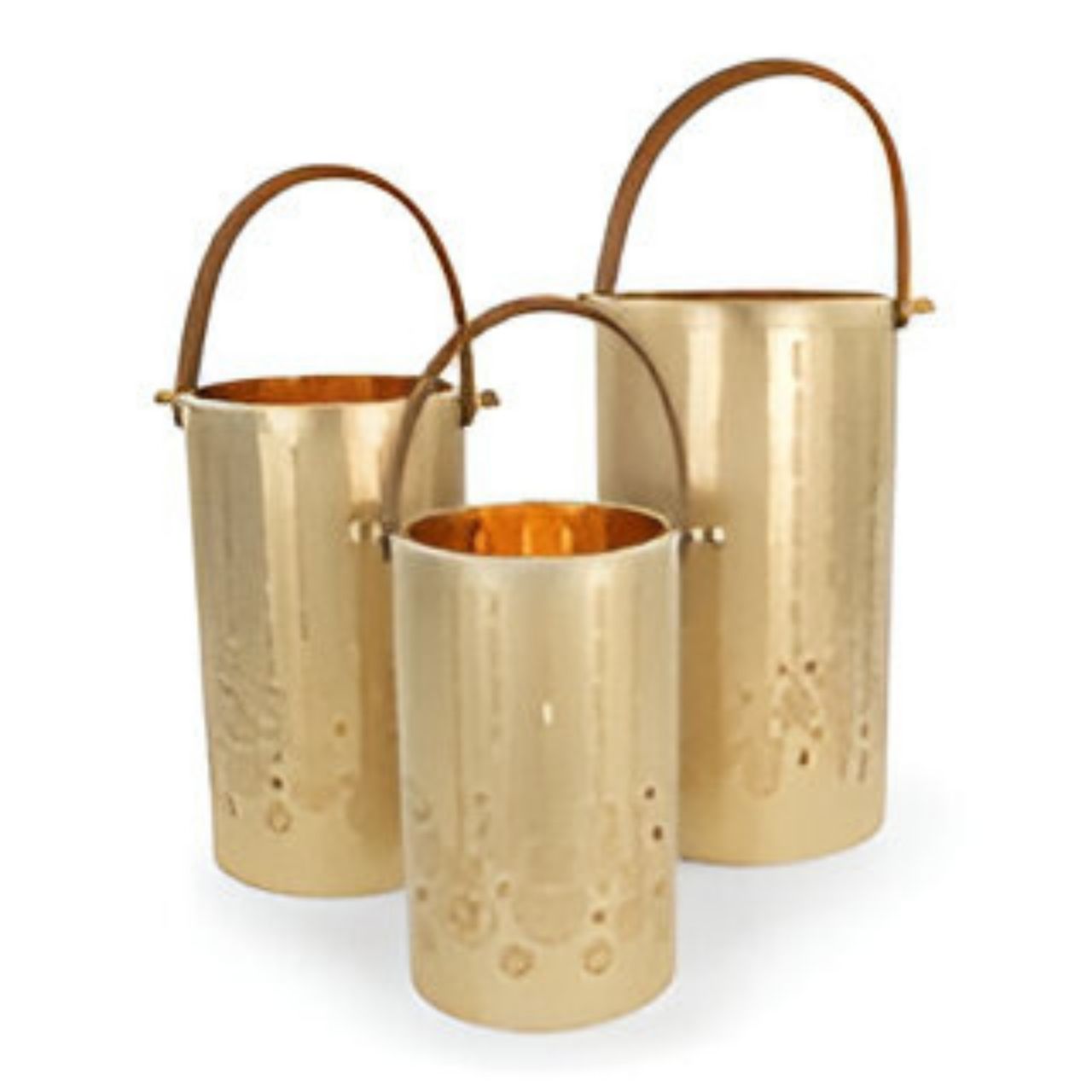 Laternenset, Metall, 20x36cm/18x31cm/15x26cm, 3 St./ Set, gold gewischt/gold, EAN-S: 4065557007847, EAN-M: 4065557007854, EAN-L: 4065557007861 Eimer