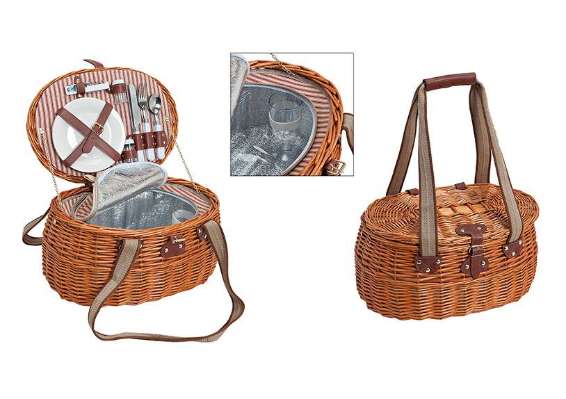 Picnic basket 2 person meadow 15 pcs. 40x28x22 cm