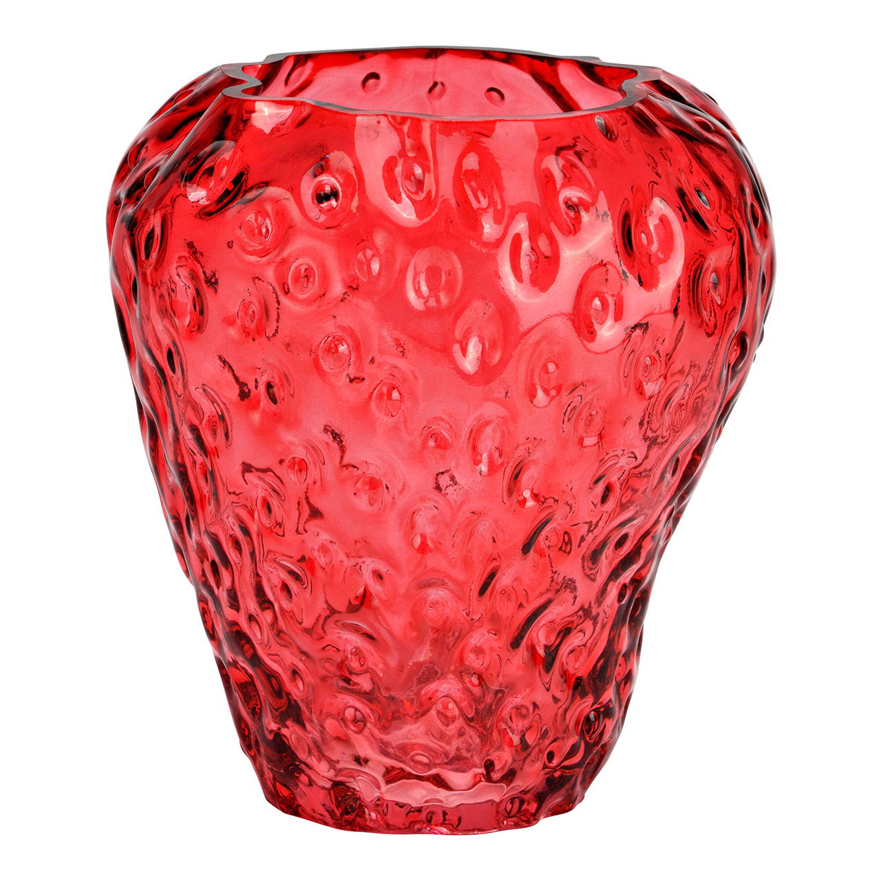 Vase fraise en verre, rouge (L/H/P) 15x16x15cm