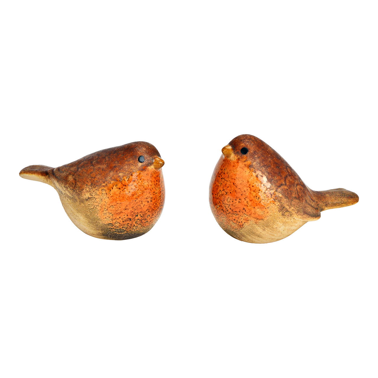 Figurine oiseau en faïence, 2 fois, marron (L/H/P) 8x5x5cm Figurine oiseau en faïence, 2 fois, marron (L/H/P) 8x5x5cm