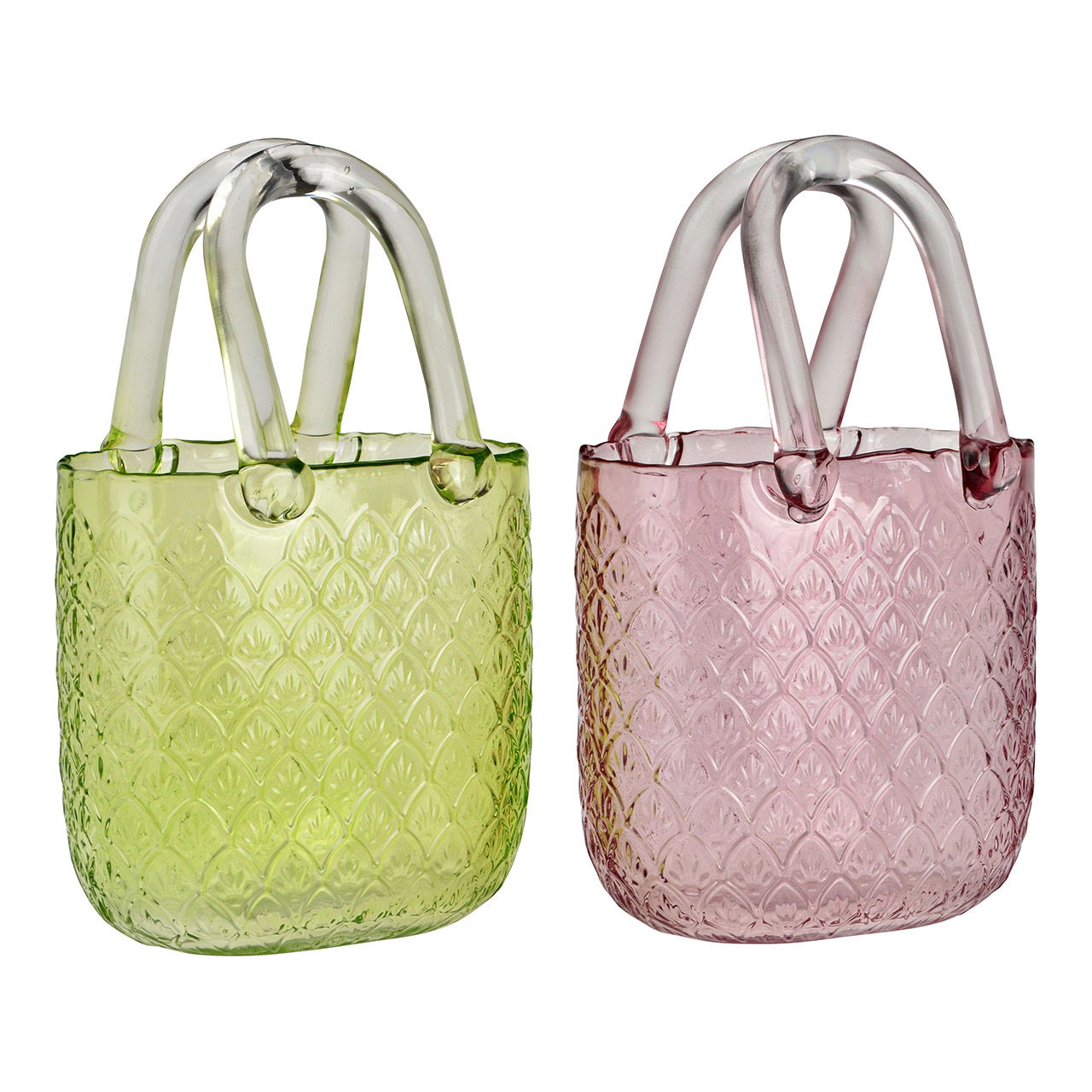 Vase Handtasche aus Glas, 2-fach, Pink/Grün (B/H/T) 15x24x10cm Zubehor, Tasche, Handtasche, Geldbörse