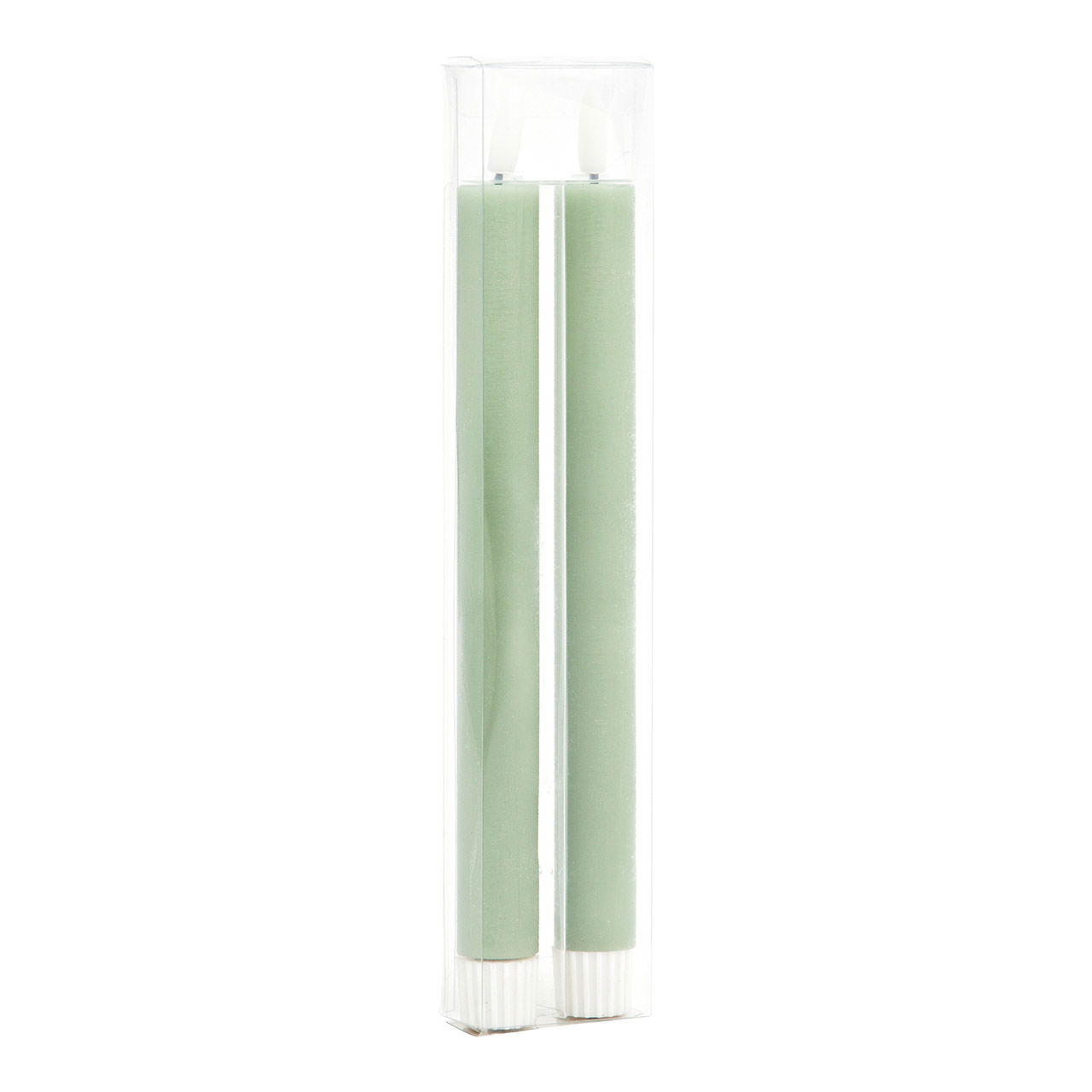 Set de 2 bougies LED, en cire sauge (L/H/P) 2x24x2cm Alimentation par piles 2xAA non incluses