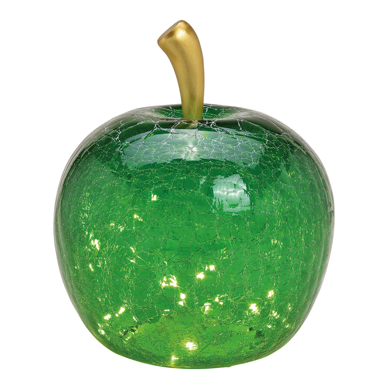 Apple with 40 LEDs, with timer, made of glass Dark green (W/H/D) 27x30x27cm