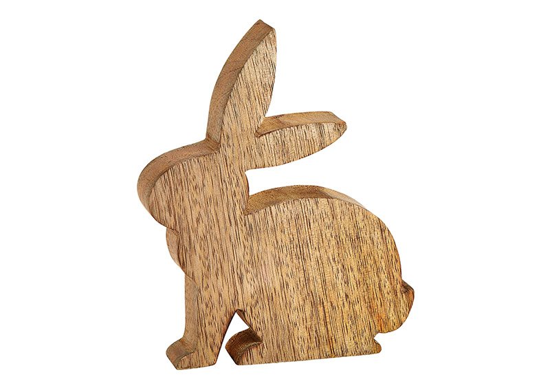 Coniglio in legno di mango marrone, (w/h/d) 13x15x2cm