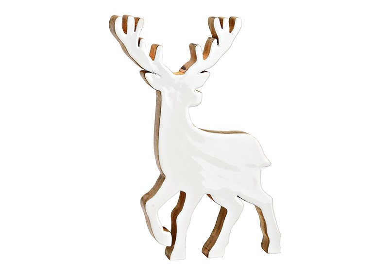 Deer made of mango wood white (W/H/D) 17x25x2cm