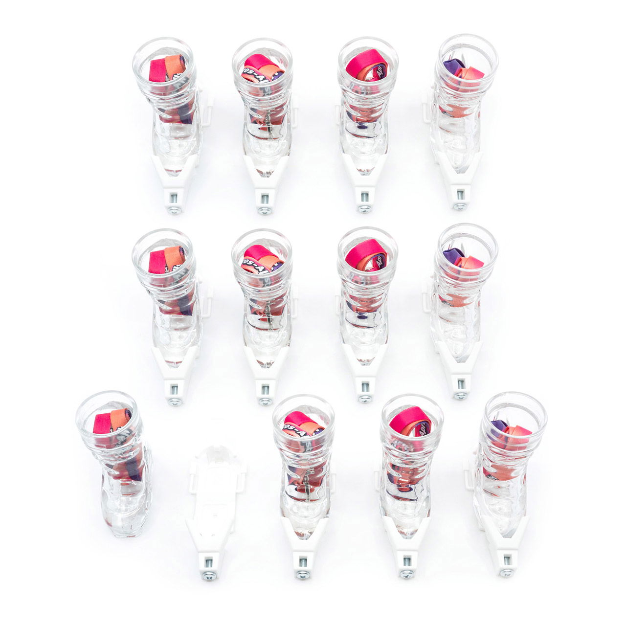 Apres-Allstars ski boots shot glass set with binding, lanyards set of 12, made of glass white 4cl glass 69x36x74mm, binding 110x38x24mm