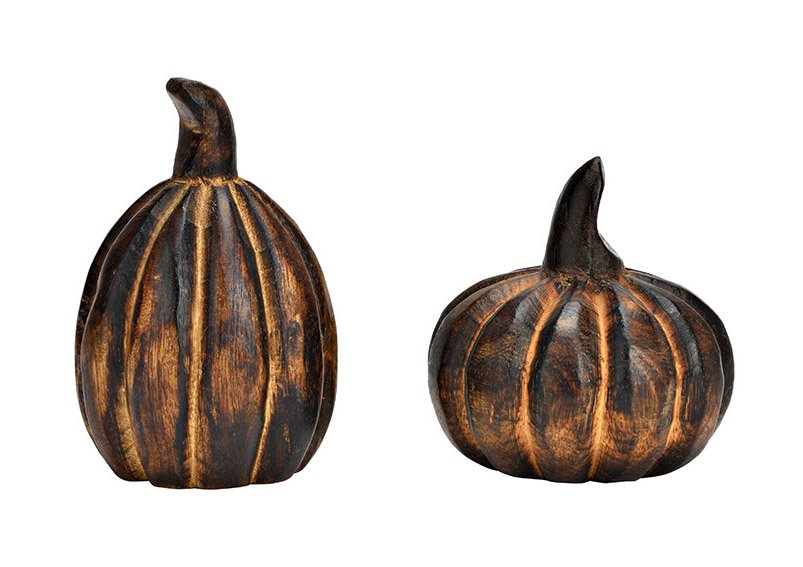 Mango wood pumpkin brown 2-fold, (W/H/D) 8x12x8cm 9x10x9cm