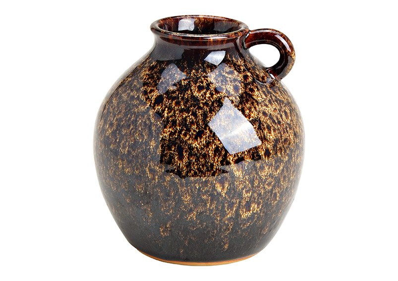 Jarrón, jarra de cerámica marrón (A/A/P) 15x16x15cm