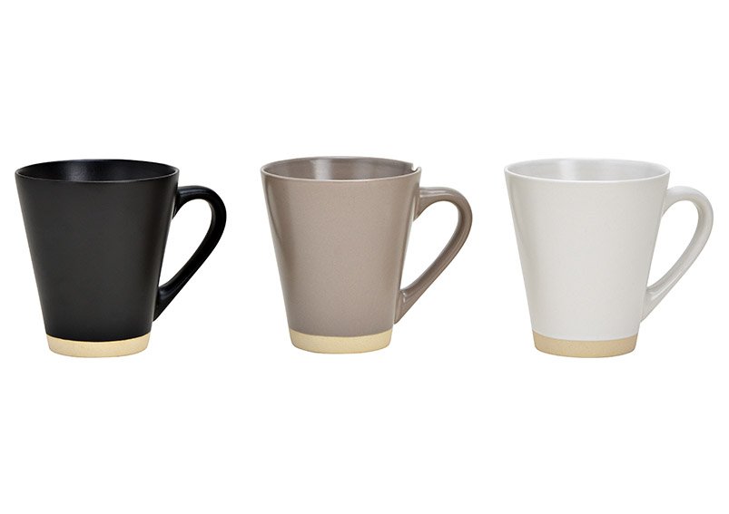 Stoneware mug black, gray, white 3-fold, (W/H/D) 13x11x10cm 370ml