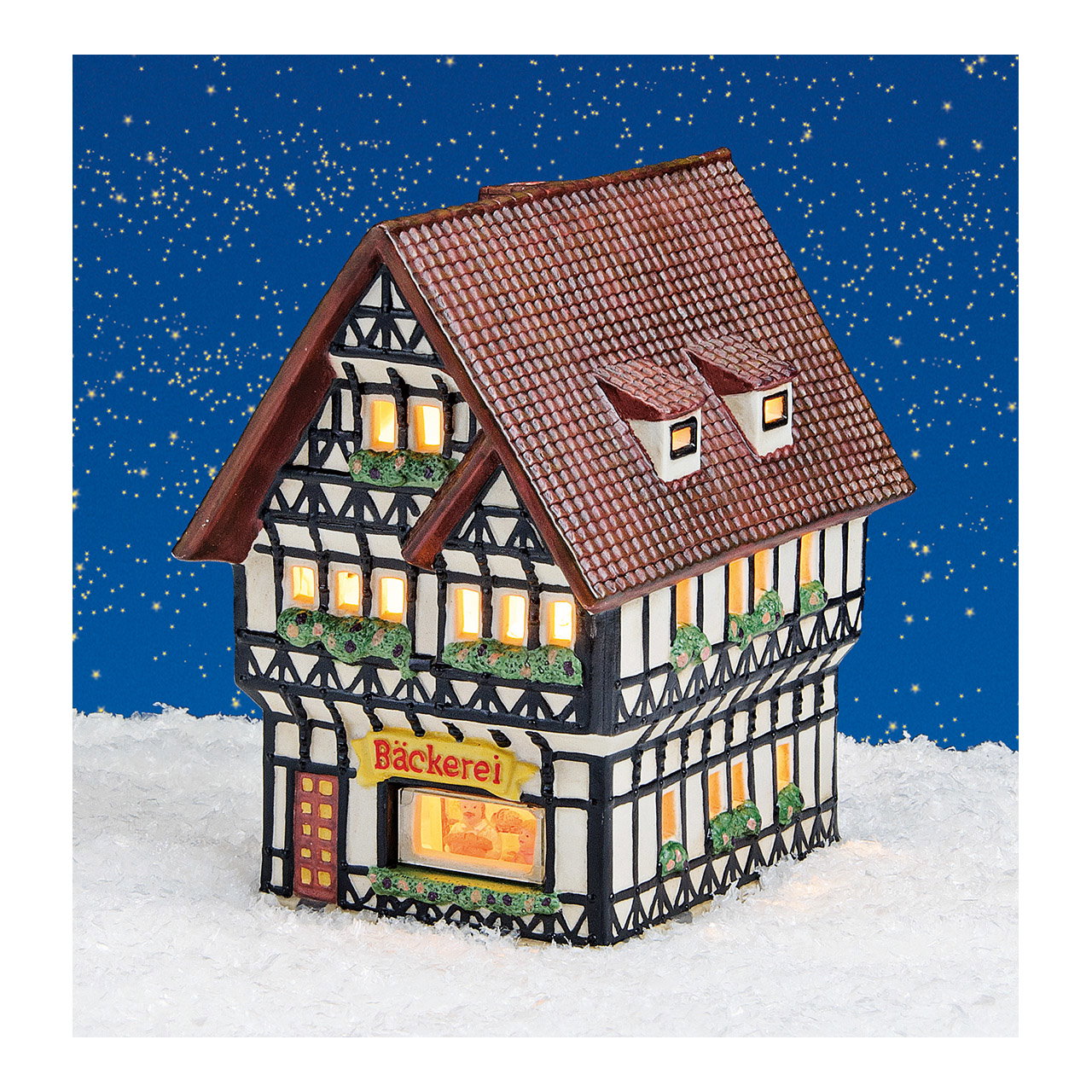 Miniature house, Toy house, Half-timbered, Lit up, Bäckerei storefront