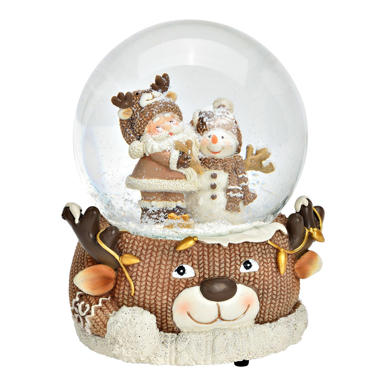 Muzikale klok / sneeuwbol kerstman decor gemaakt van poly / glas, beige (B / H / D) 12x15x10cm Muzikale klok / sneeuwbol kerstman decor gemaakt van poly / glas, beige (B / H / D) 12x15x10cm